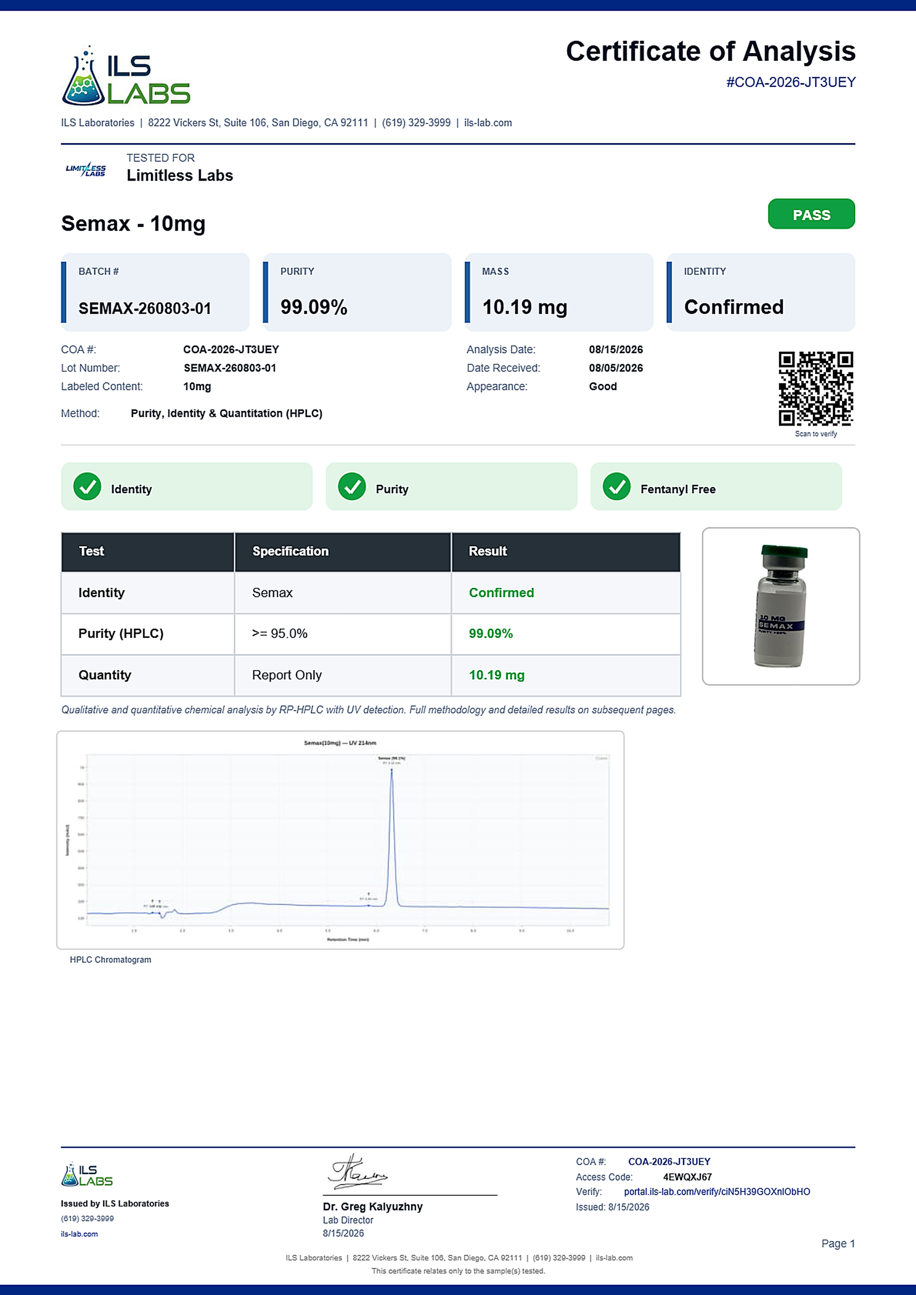 Semax Certificate of Analysis